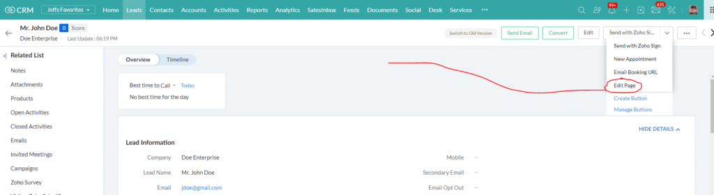 Create Edit Page button on Zoho CRM record-1