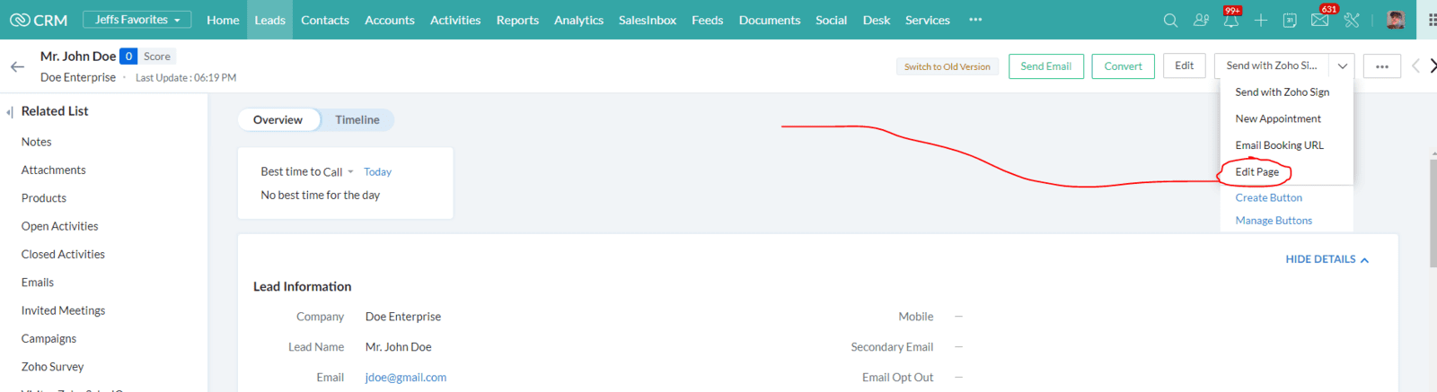 Create Edit Page button on Zoho CRM record-1