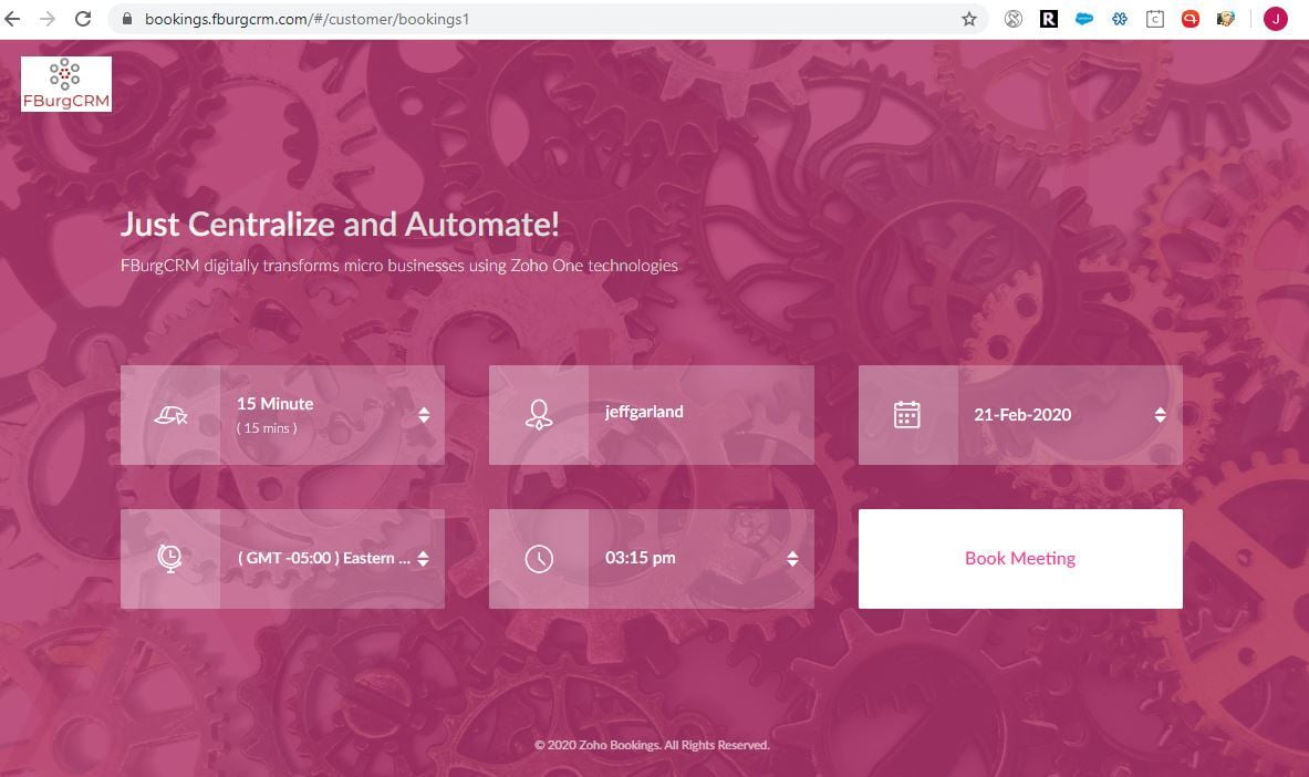 FBurgCRM Calendar Booking Page