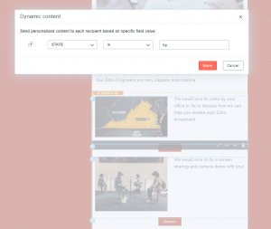 Zoho Marketing Automation Dynamic Content Conditional Statement