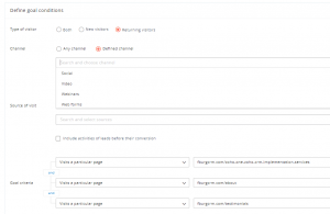 Zoho Marketing Automation Goals return Visitors and Channels