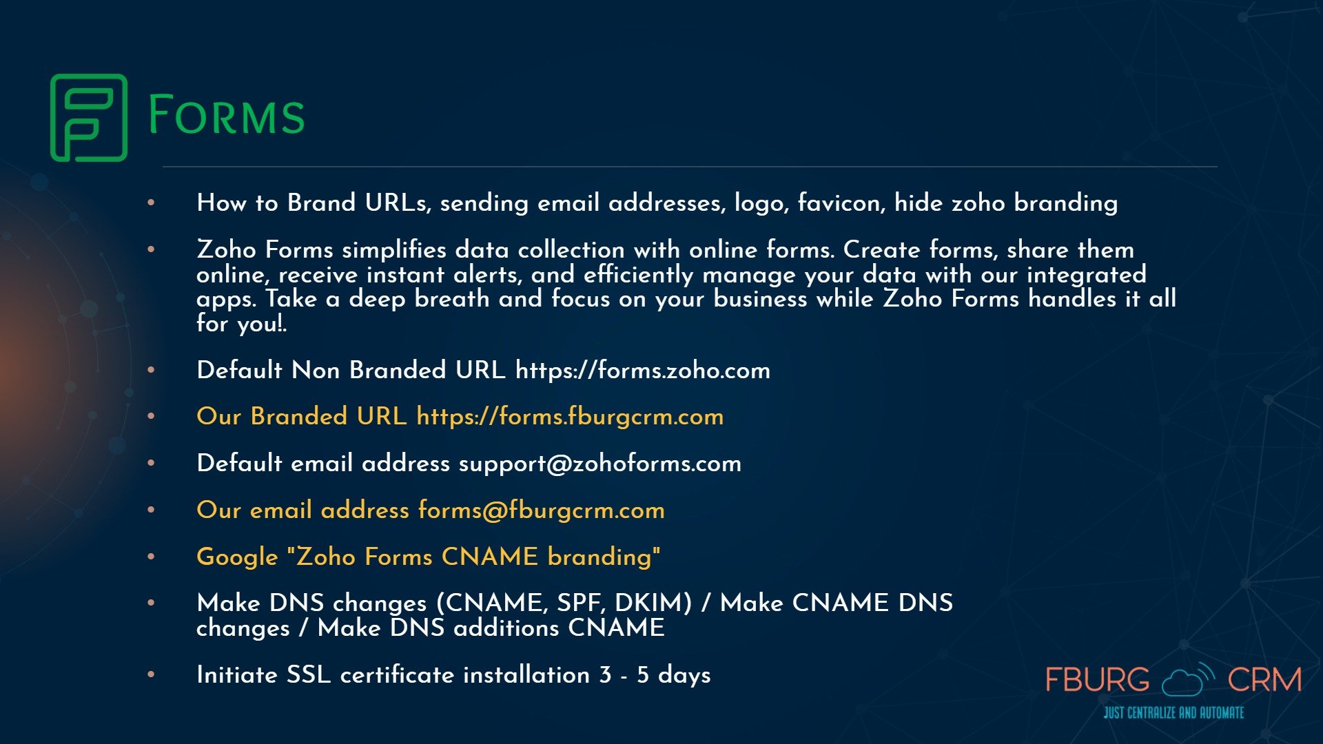 Create custom branding URL for Zoho Forms and remove zoho branding