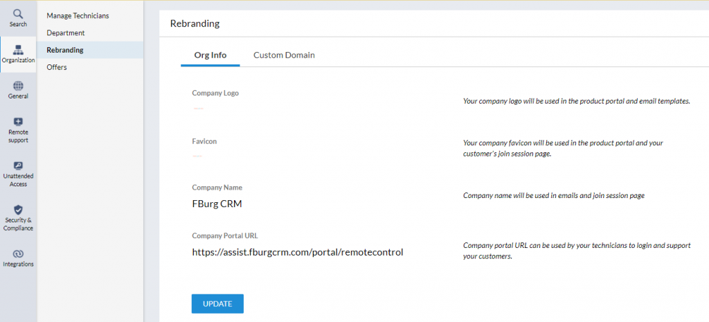 Zoho Assist Branding Settings and Custom Domain